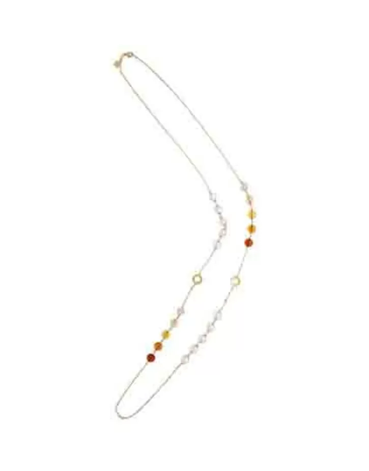 Store Majorica Algaida Golden Long Multiposition Necklace With Amber Murano Glass