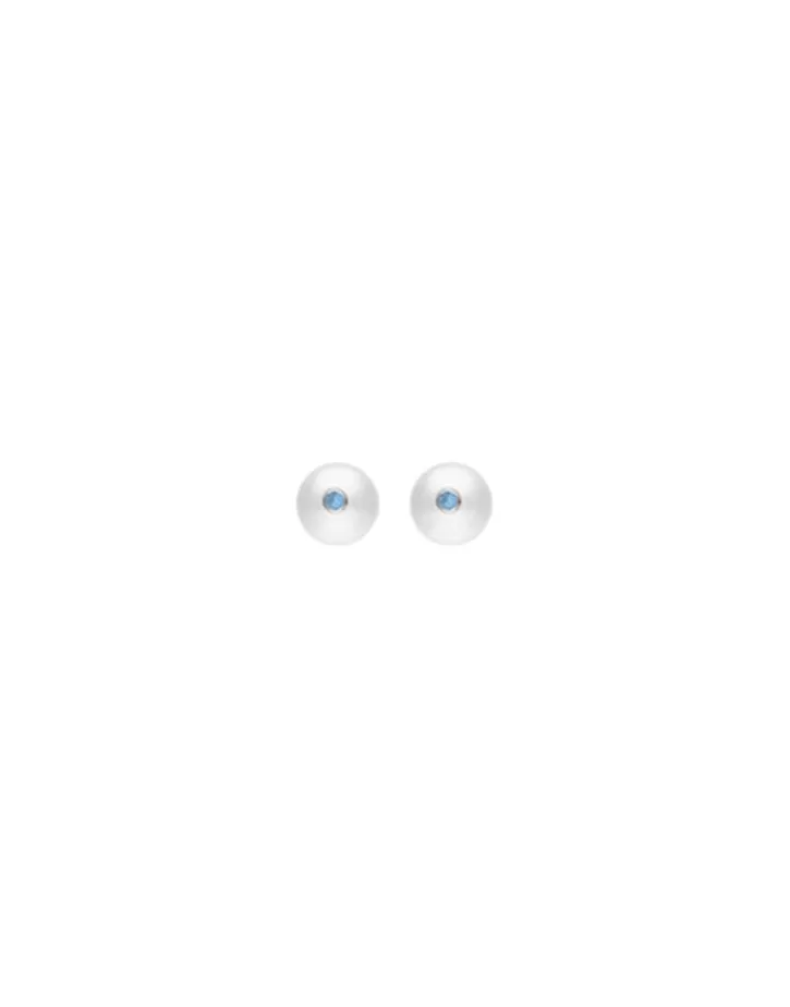 Best Sale Majorica Color Pop Earrings With Round White Pearl And Blue Zirconia