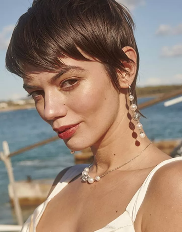 Clearance Majorica Eternal Necklace With Round Pearls And Cutwork Ball In Silver