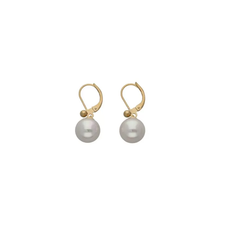 Cheap Majorica Gold Plated Earrings Nuada With 10Mm White Pearl French Clasp