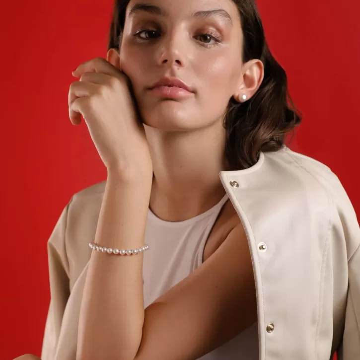 Flash Sale Majorica Gold-Plated Silver Earrings Nuada With 10Mm White Pearl Flattened Round