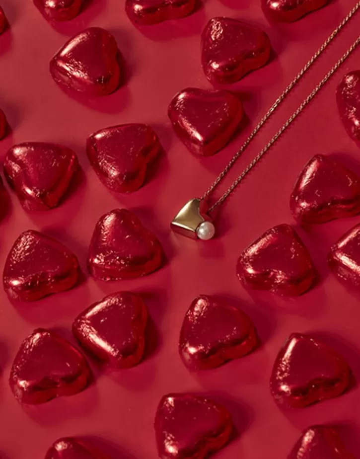 Outlet Majorica Heart Pendant Dolce Cuore In Steel And Heart With White Pearl