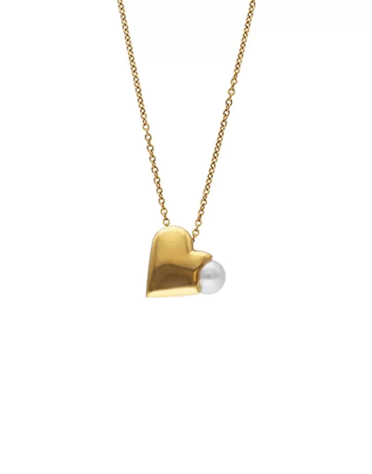 Outlet Majorica Heart Pendant Dolce Cuore In Steel And Heart With White Pearl