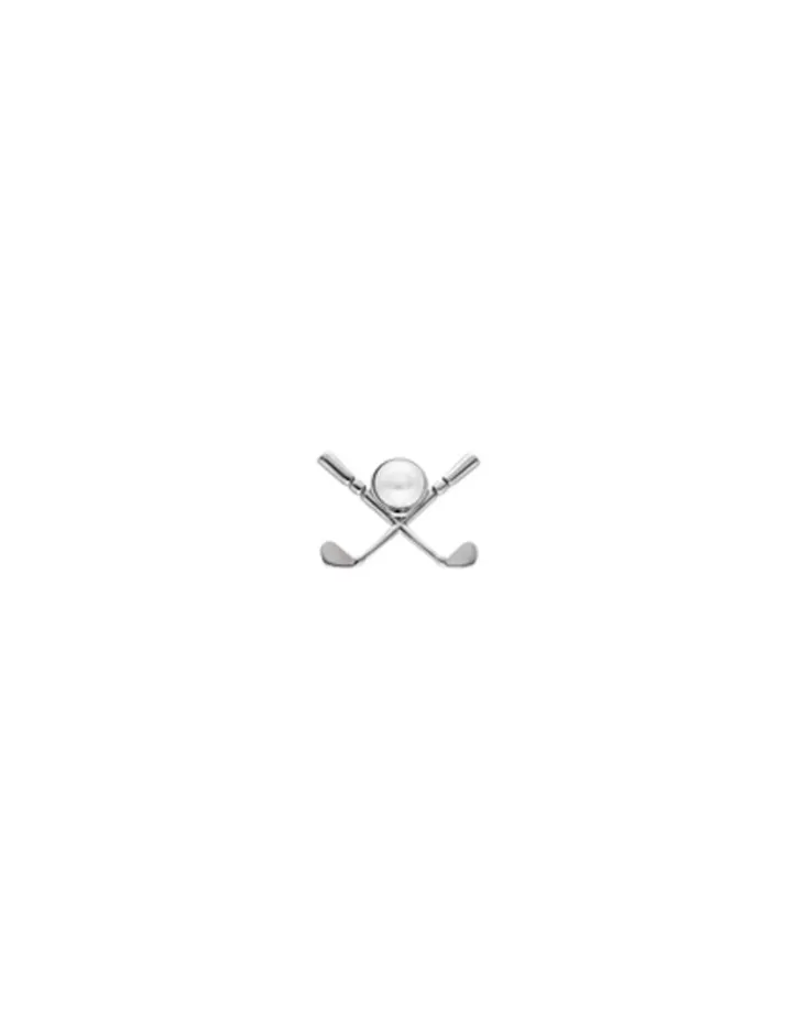 Hot Majorica Le Club Golf Broach In Steel With A White Half Pearl
