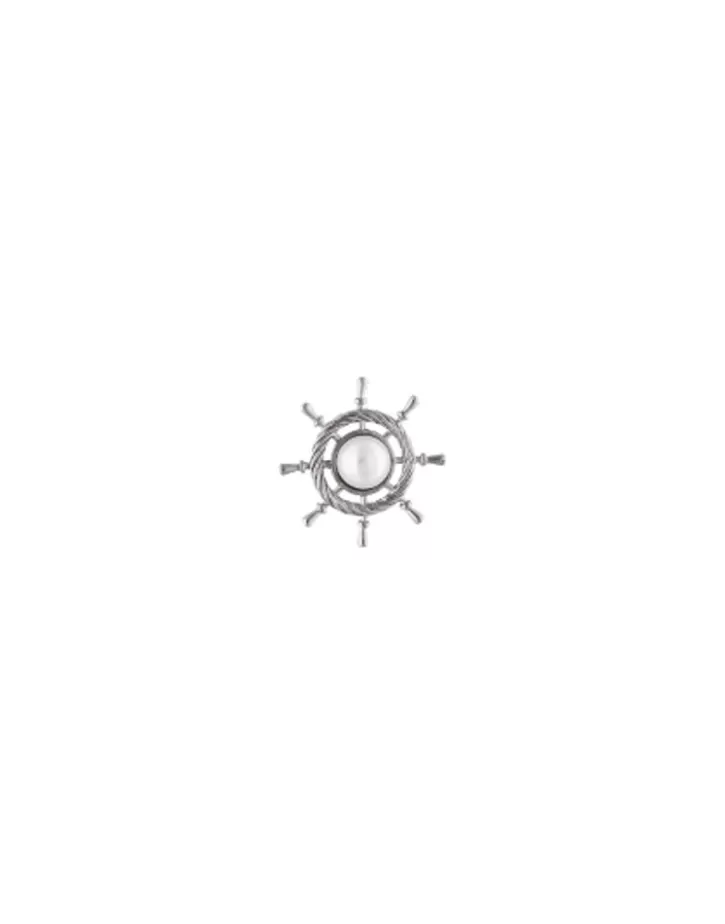 Flash Sale Majorica Le Club Sailing Broach In Steel With A White Half Pearl