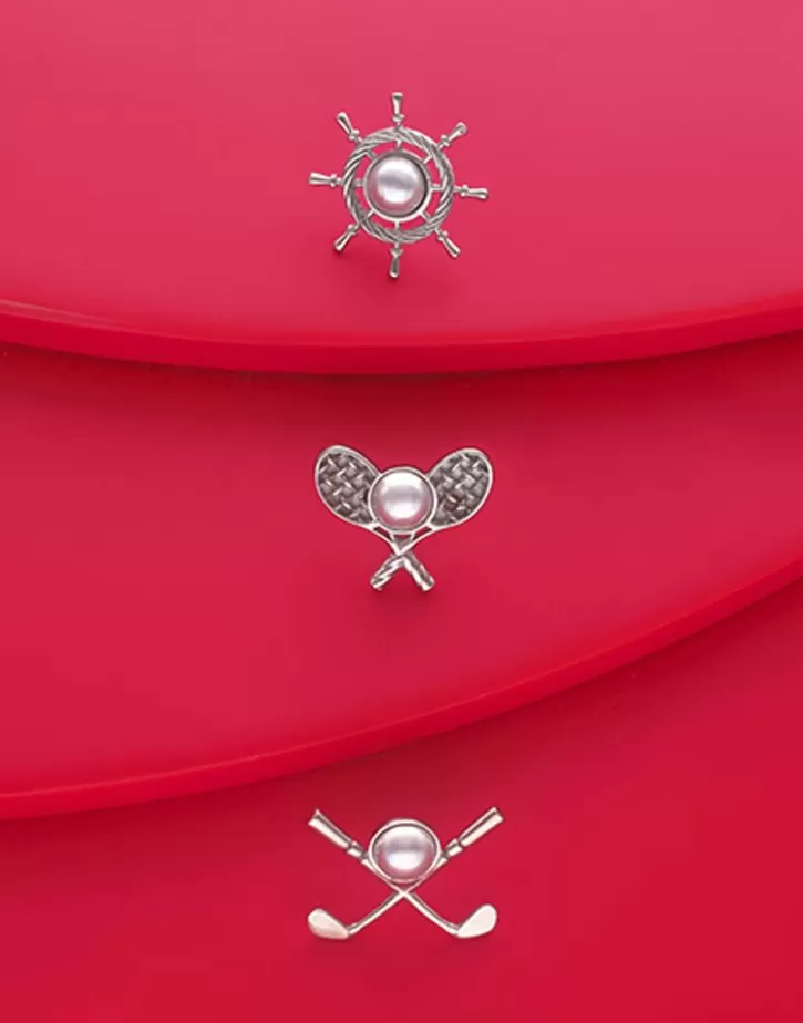 Flash Sale Majorica Le Club Sailing Broach In Steel With A White Half Pearl