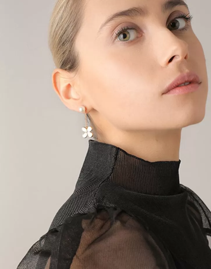 Clearance Majorica Long 2 In 1 Ayanti Earrings With A Round, White Pearl