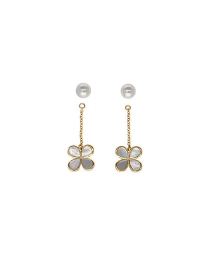 Clearance Majorica Long 2 In 1 Ayanti Earrings With A Round, White Pearl