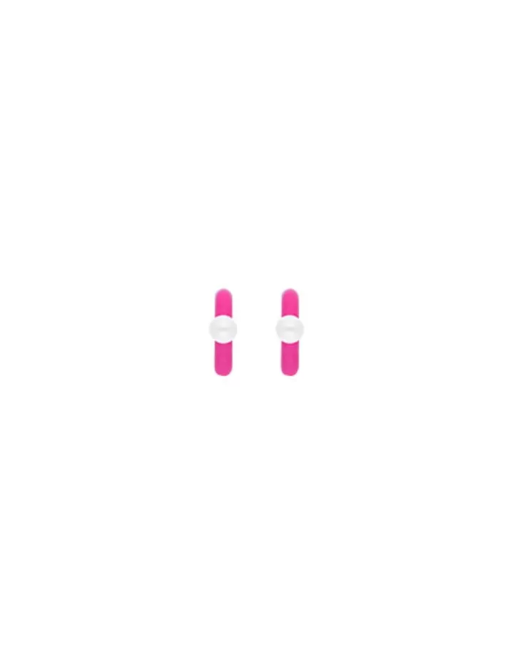 New Majorica Mini 4 Mm Color Pop Pearl Magenta Hoop Earrings