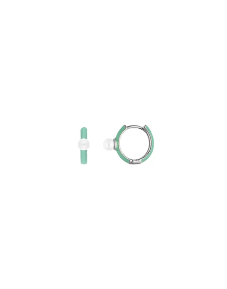 Sale Majorica Mini 4 Mm Color Pop Pearl Turquoise Hoop Earrings