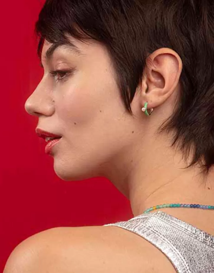Sale Majorica Mini 4 Mm Color Pop Pearl Turquoise Hoop Earrings