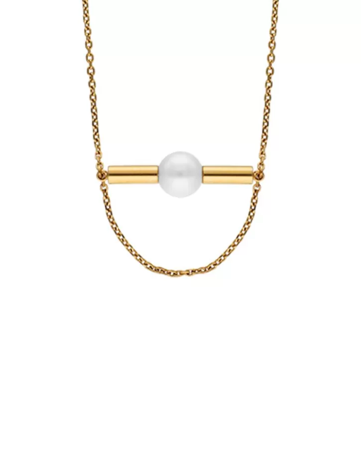 Fashion Majorica Minimalist Lagom Necklace In Steel And White Pearl