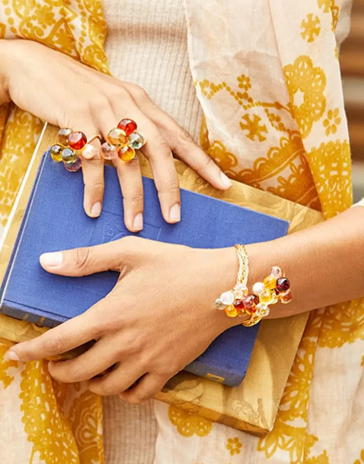 Sale Majorica Ring Flower Corfu With Pearls And Murano Glass