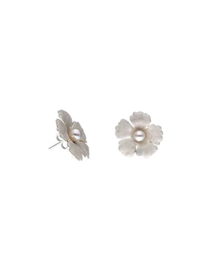 Cheap Majorica Santorini Bianco Bridal Earrings Large Nacre Flower With Pearls