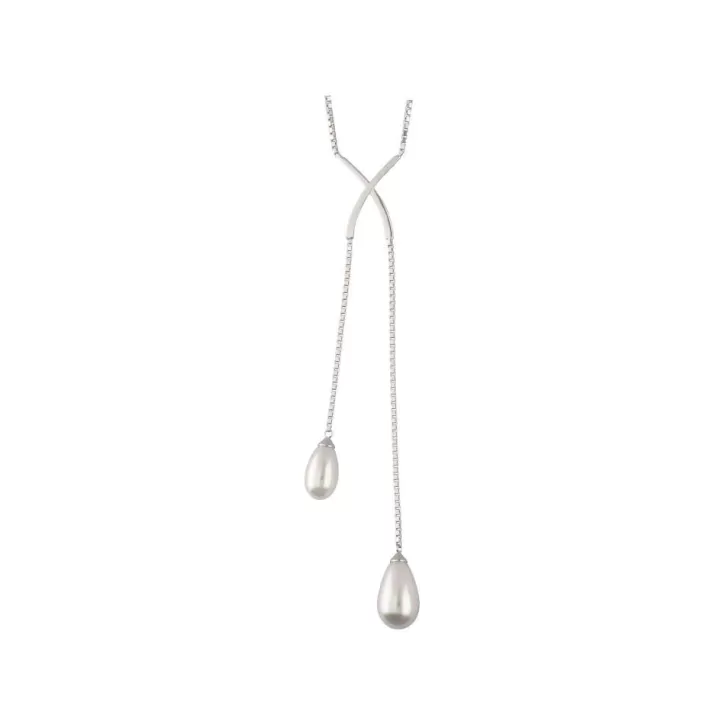 Cheap Majorica Short Elixa Silver Necklace With White Pear Drop Pearl