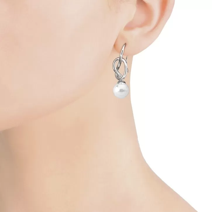 Hot Majorica Sicilia Earrings With A Silver Knot And A Round Pearl